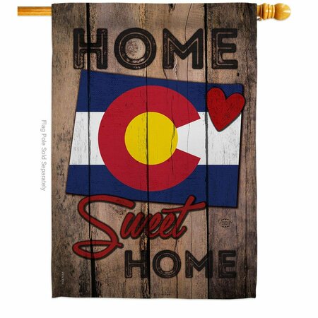 CUADRILATERO 28 x 40 in. State Colorado Home Sweet American State Vertical House Flag with Double-Sided Banner CU3904695